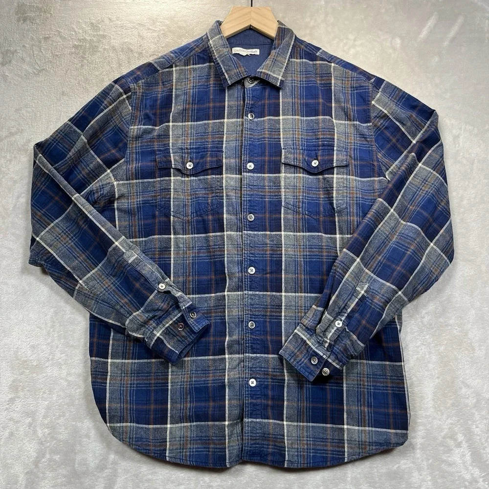 Carbon 2 Cobalt Shirt Mens M Blue Plaid Lined Flannel Shacket Button Up